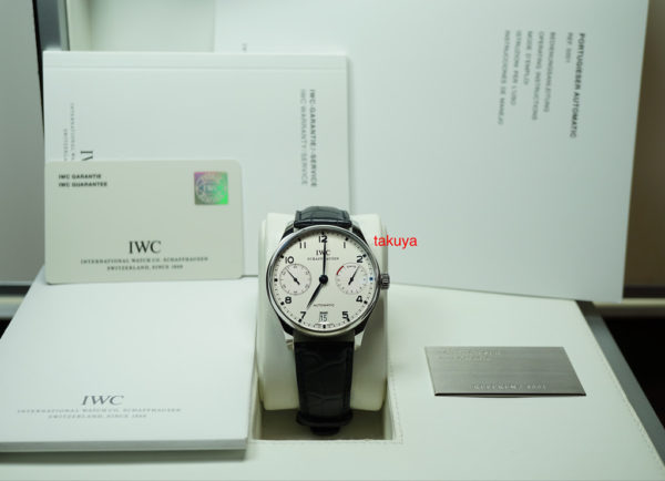 Iwc PORTUGUESE IW500107 AUTOMATIC 7 DAY WHITE DIAL BLUE HANDS COMPLETE SET