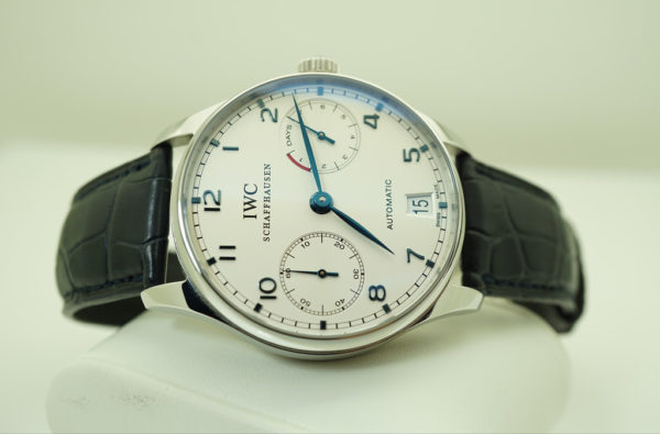 Iwc PORTUGUESE IW500107 AUTOMATIC 7 DAY WHITE DIAL BLUE HANDS COMPLETE SET