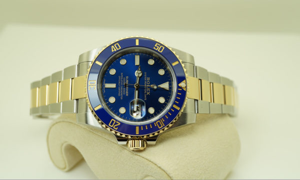 Rolex 116613LB SUBMARINER CERAMIC 18K YG STEEL SUNBURST BLUE DIAL 2018 WARRANTY FULL SET