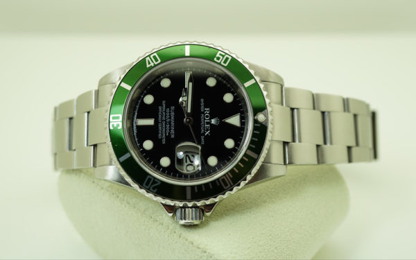 Rolex 16610LV GREEN SUBMARINER 50th ANNIVERSARY M SERIAL BOXES PAPERS