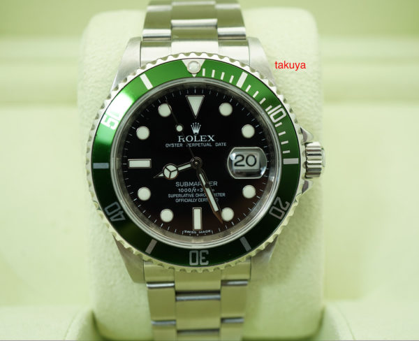 Rolex 16610LV GREEN SUBMARINER 50th ANNIVERSARY M SERIAL BOXES PAPERS