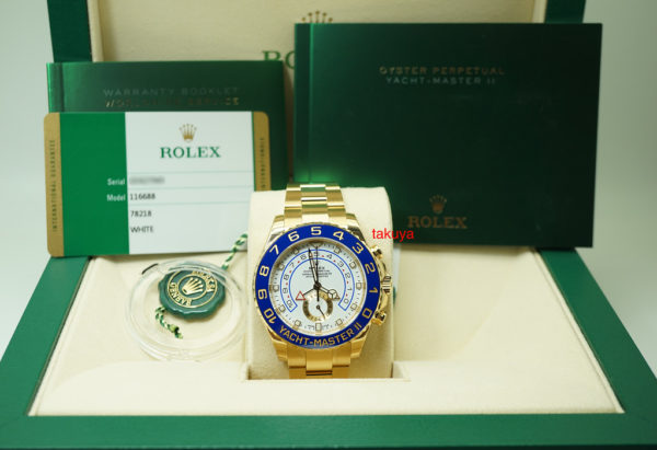 BRAND NEW Rolex 116688 YACHTMASTER II NEWER DIAL 18K YELLOW GOLD 2020 COMPLETE SET