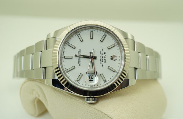 Rolex 126334 DATEJUST 41 FLUTED BEZEL WHITE STICK DIAL OYSTER 2019 WARRANTY