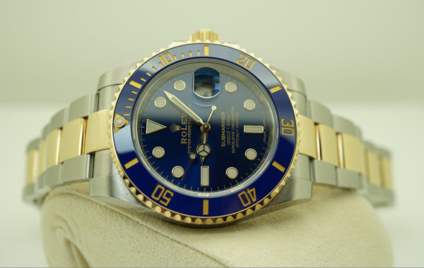 Rolex 116613LB SUBMARINER CERAMIC 18K YG STEEL SUNBURST BLUE DIAL 2019 WARRANTY FULL SET