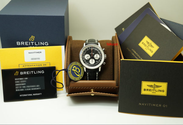 MINT BREITLING Navitimer 1 B01 IN-HOUSE MOVEMENT 43MM 2020 WARRANTY COMPLETE SET