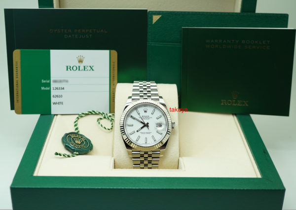 Rolex 126334 DATEJUST 41 FLUTED BEZEL WHITE STICK DIAL JUBILEE 2020 WARRANTY