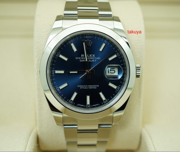 MINT Rolex 126300 DATEJUST 41 BLUE STICK DIAL OYSTER 2019 WARRANTY FULL SET