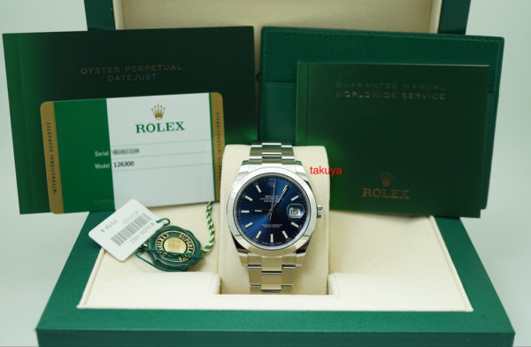 MINT Rolex 126300 DATEJUST 41 BLUE STICK DIAL OYSTER 2019 WARRANTY FULL SET