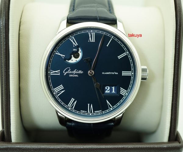 Glashutte ORIGINAL SENATOR PANORAMA DATE MOON PHASE BLUE DIAL 40MM COMPLETE SET