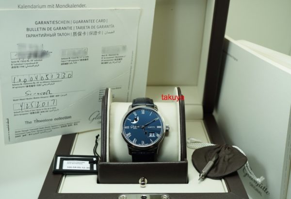 Glashutte ORIGINAL SENATOR PANORAMA DATE MOON PHASE BLUE DIAL 40MM COMPLETE SET