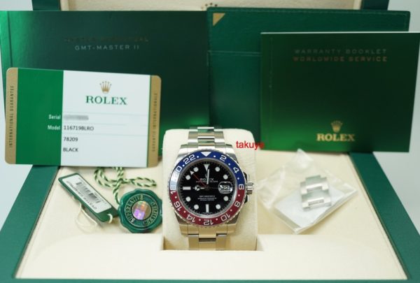 Rolex 116719BLRO 18K WHITE GOLD GMT MASTER II PEPSI RED BLUE WARRANTY FULL SET