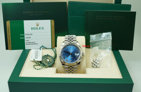 Rolex 126334 DATEJUST 41 FLUTED BEZEL AZZURRO BLUE DIAL JUBILEE 2019 FULL SET - Image 2