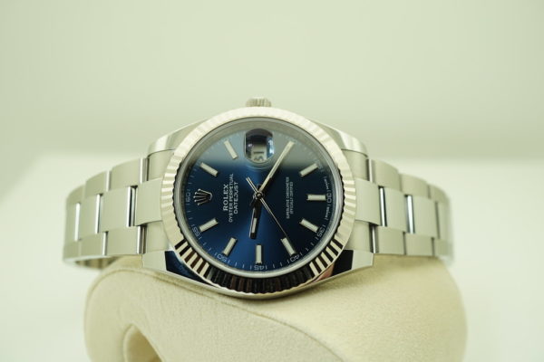 Rolex 126334 DATEJUST 41 FLUTED BEZEL BLUE STICK DIAL OYSTER 2019 FULL SET - Image 10