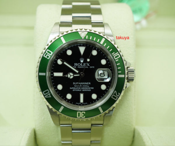 Rolex 16610LV SUBMARINER KERMIT GREEN BEZEL 50TH ANNIVERSARY D SERIAL FULL SET