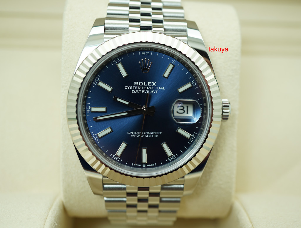 Rolex 126334 DATEJUST 41 FLUTED BEZEL BLUE STICK DIAL JUBILEE BAND 2019 ...