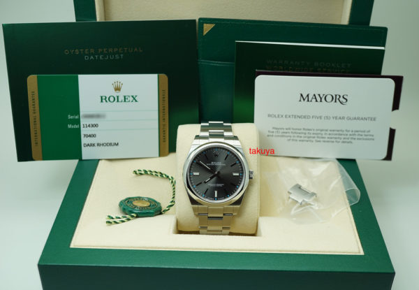 Rolex 114300 OYSTER PERPETUAL DARK RHODIUM DIAL 39MM 2018 WARRANTY FULL SET - Image 2