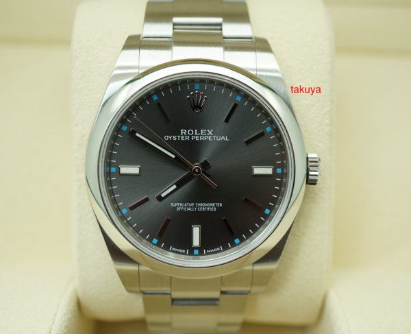 Rolex 114300 OYSTER PERPETUAL DARK RHODIUM DIAL 39MM 2018 WARRANTY FULL SET