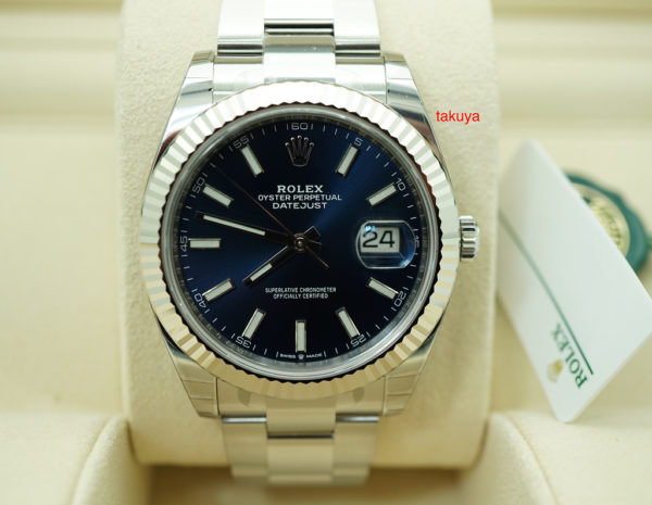 BRAND NEW Rolex 126334 DATEJUST 41 FLUTED BEZEL BLUE STICK DIAL OYSTER 2020 FULL SET