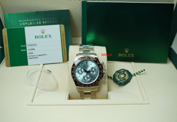BRAND NEW Rolex 116506 PLATINUM DAYTONA ICE BLUE BAGUETTE DIAMONDS DIAL 2020 FULL SET - Image 2