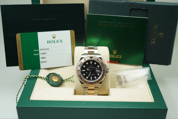 Rolex 116621 YACHTMASTER 18K ROSE GOLD STEEL BLACK DIAL 40MM WARRANTY FULL SET - Image 2
