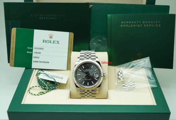 Rolex 126334 DATEJUST 41 FLUTED BEZEL DARK RHODIUM DIAL JUBILEE 2018 WARRANTY FULL SET - Image 2