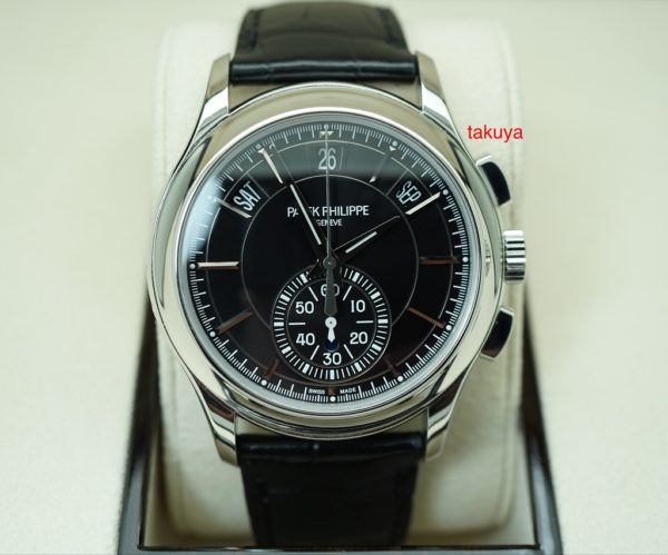 Patek PHILIPPE 5905P PLATINUM ANNUAL CALENDAR CHRONOGRAPH BLACK DIAL FULL SET