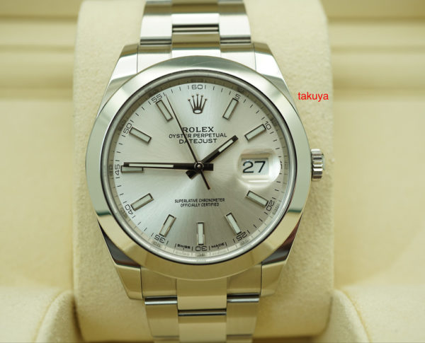Rolex 126300 DATEJUST 41 SILVER STICK DIAL OYSTER BAND 2018 COMPLETE SET