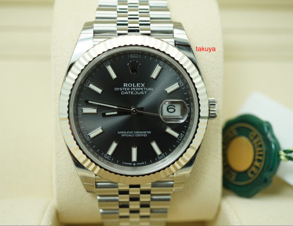 BRAND NEW Rolex 126334 DATEJUST 41 18K WG FLUTED BEZEL DARK RHODIUM DIAL JUBILEE 2020 FULL SET