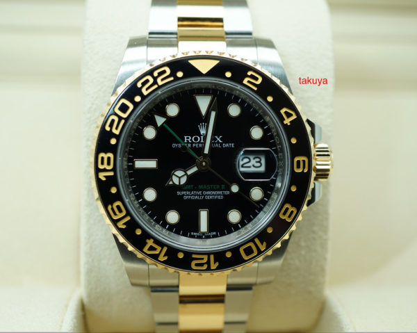 Rolex 116713LN GMT MASTER II CERAMIC 18K YG STEEL 2018 WARRANTY FULL SET