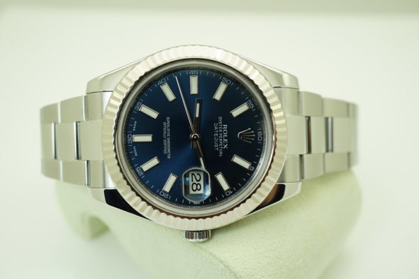 Rolex 116334 DATEJUST 2 FLUTED BEZEL BLUE STICKS DIAL RANDOM SERIAL FULL SET - Image 9