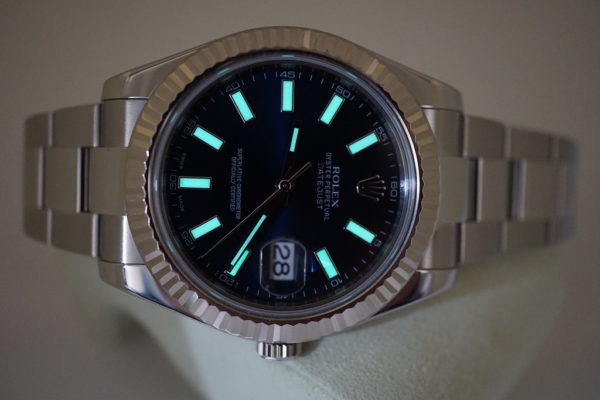 Rolex 116334 DATEJUST 2 FLUTED BEZEL BLUE STICKS DIAL RANDOM SERIAL FULL SET - Image 11