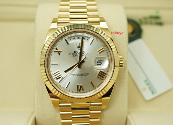 BRAND NEW Rolex 228238 DAY DATE 40MM YELLOW GOLD ROMAN SILVER DIAL 2020 COMPLETE SET