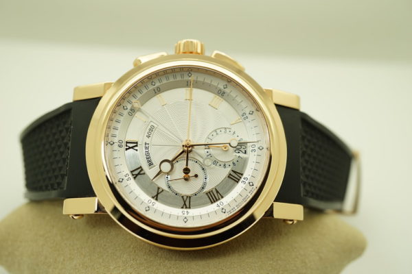 BRAND NEW Breguet MARINE CHRONOGRAPH 5827 ROSE GOLD SILVER DIAL 42MM 2020 FULL SET - Image 9