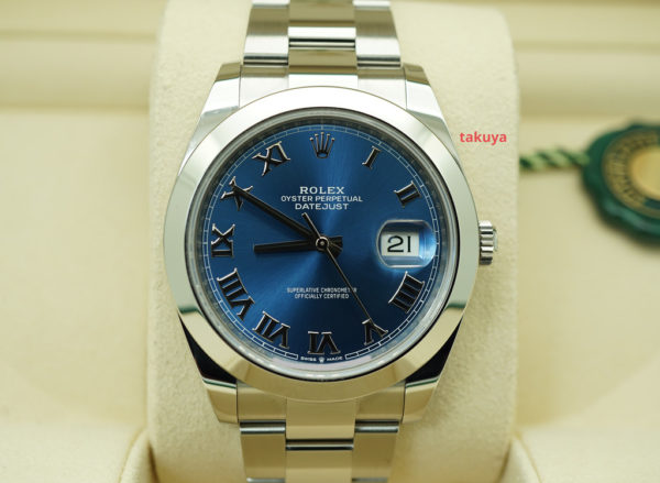 BRAND NEW Rolex 126300 DATEJUST 41 BLUE ROMAN DIAL OYSTER BAND 2020 FULL SET