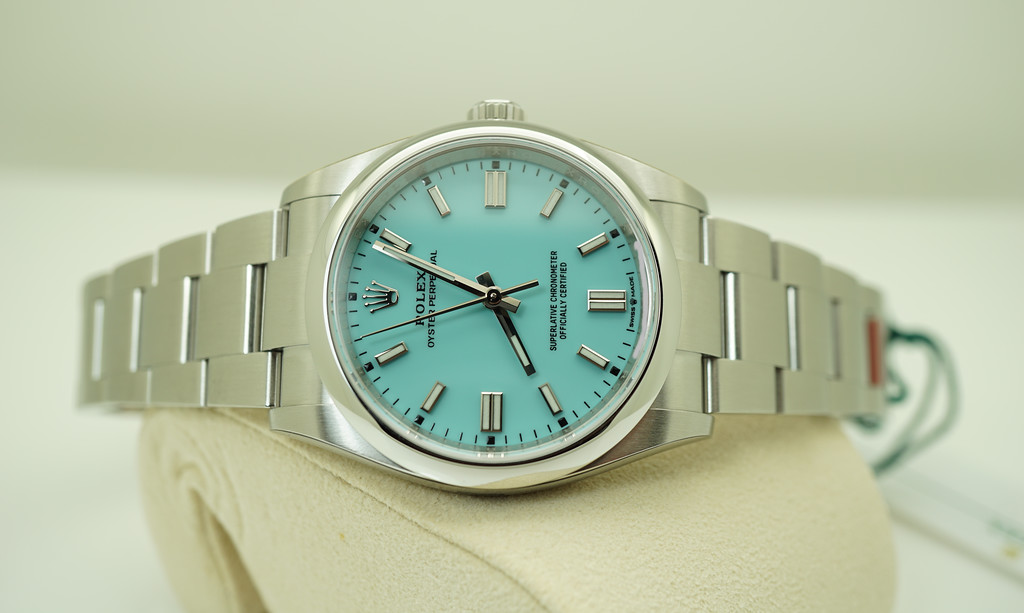 BRAND NEW Rolex 126000 OYSTER PERPETUAL TURQUOISE TIFFANY BLUE DIAL ...