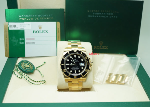 Rolex 116618LN SUBMARINER 18K YELLOW GOLD BLACK DIAL 2019 WARRANTY FULL SET - Image 2