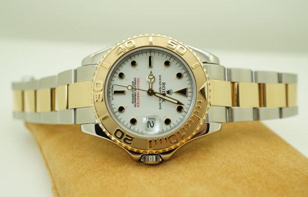 Rolex 68623 MIDSIZE YACHTMASTER 2 TONE 18K YG STEEL WHITE DIAL 35MM BOXES PAPERS - Image 10