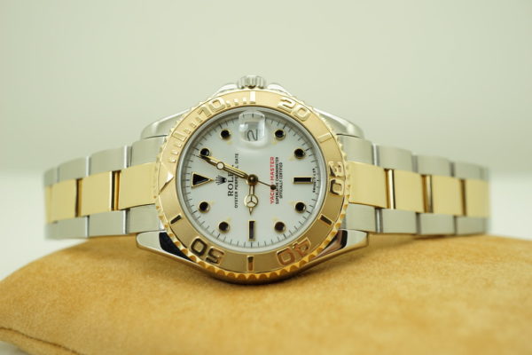 Rolex 68623 MIDSIZE YACHTMASTER 2 TONE 18K YG STEEL WHITE DIAL 35MM BOXES PAPERS - Image 11