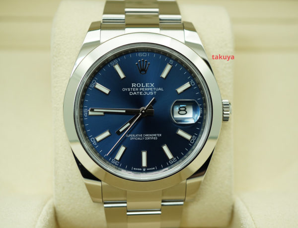 MINT Rolex 126300 DATEJUST 41 BLUE STICK DIAL OYSTER BAND 2020 FULL SET