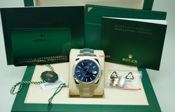 MINT Rolex 126300 DATEJUST 41 BLUE STICK DIAL OYSTER BAND 2020 FULL SET - Image 2