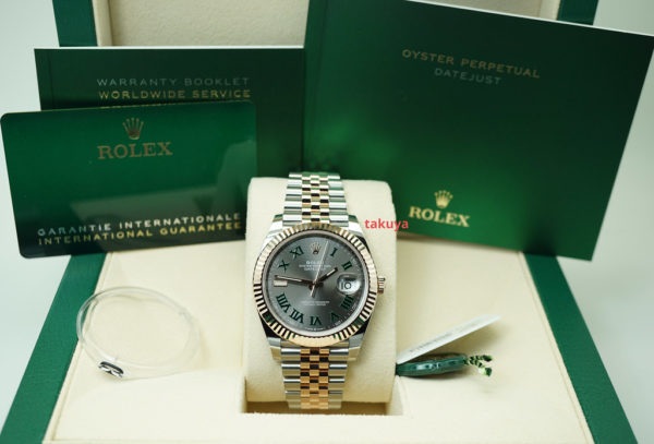 BRAND NEW Rolex 126331 DATEJUST 41 18K ROSE GOLD STEEL WIMBLEDON DIAL JUBILEE 2020 FULL SET - Image 2
