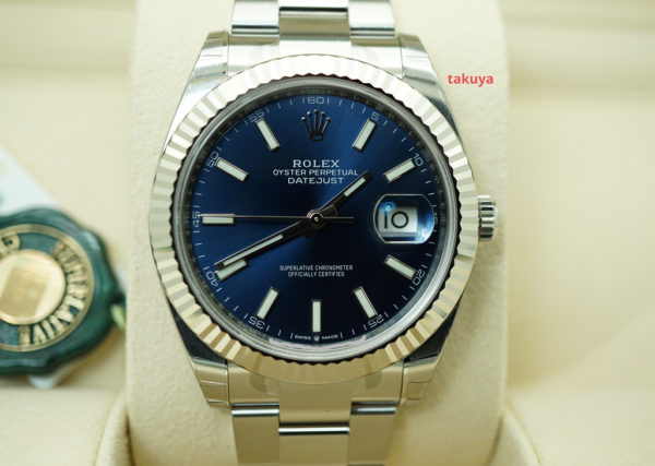 BRAND NEW Rolex 126334 DATEJUST 41 FLUTED BEZEL BLUE STICKS DIAL OYSTER 2020 FULL SET