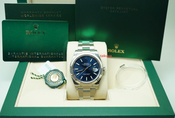 BRAND NEW Rolex 126334 DATEJUST 41 FLUTED BEZEL BLUE STICKS DIAL OYSTER 2020 FULL SET - Image 2