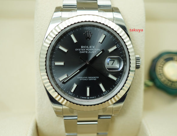 BRAND NEW Rolex 126334 DATEJUST 41 FLUTED BEZEL DARK RHODIUM DIAL OYSTER BAND 2020 FULL SET