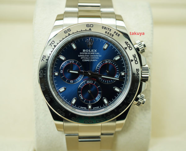 Rolex 116509 DAYTONA 18K WHITE GOLD BLUE DIAL 2017 WARRANTY FULL SET