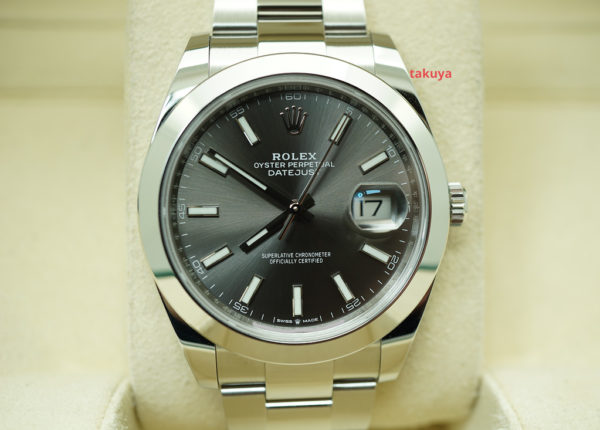 Rolex 126300 DATEJUST 41 DARK RHODIUM STICK DIAL OYSTER BAND 2020 FULL SET