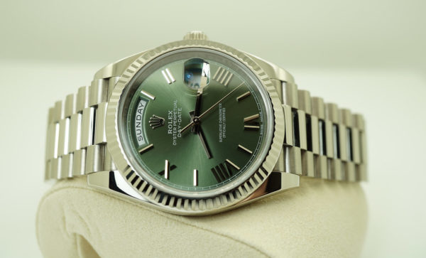 Rolex 228239 DAY DATE 18K WHITE GOLD OLIVE GREEN DIAL 40MM WARRANTY FULL SET - Image 9
