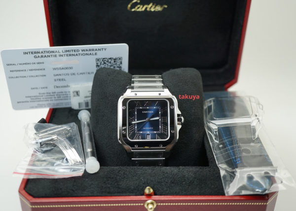 BRAND NEW Cartier SANTOS DE CARTIER LARGE STEEL BLUE DIAL 2020 MODEL COMPLETE SET - Image 2
