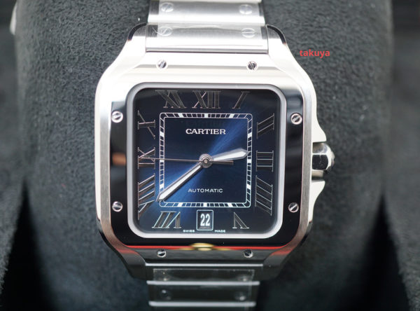 BRAND NEW Cartier SANTOS DE CARTIER LARGE STEEL BLUE DIAL 2020 MODEL COMPLETE SET