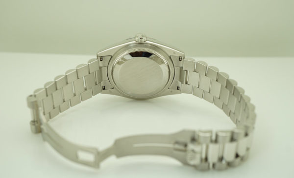 Rolex 118206 PLATINUM DAY DATE PRESIDENT ICE BLUE STICK DIAL 36MM FULL SET - Image 9
